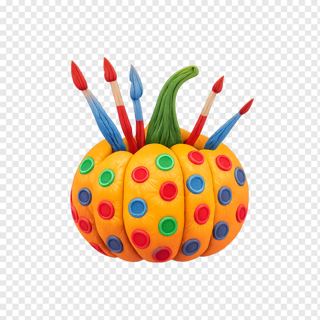 Yayoi Kusama Style Polka Dot Pumpkin Art PNG