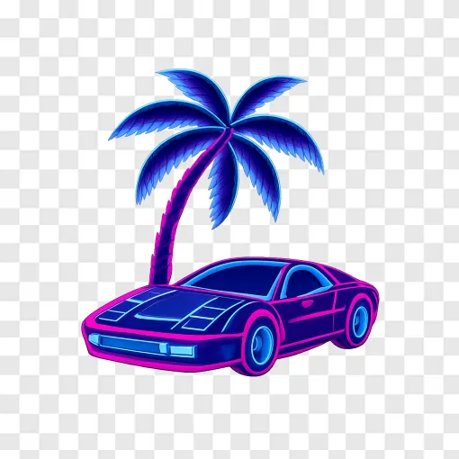 GTA 6 Aesthetic Palm Tree And Car PNG