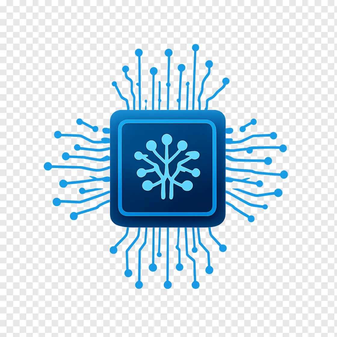 Futuristic AI Microchip PNG Transparent Image
