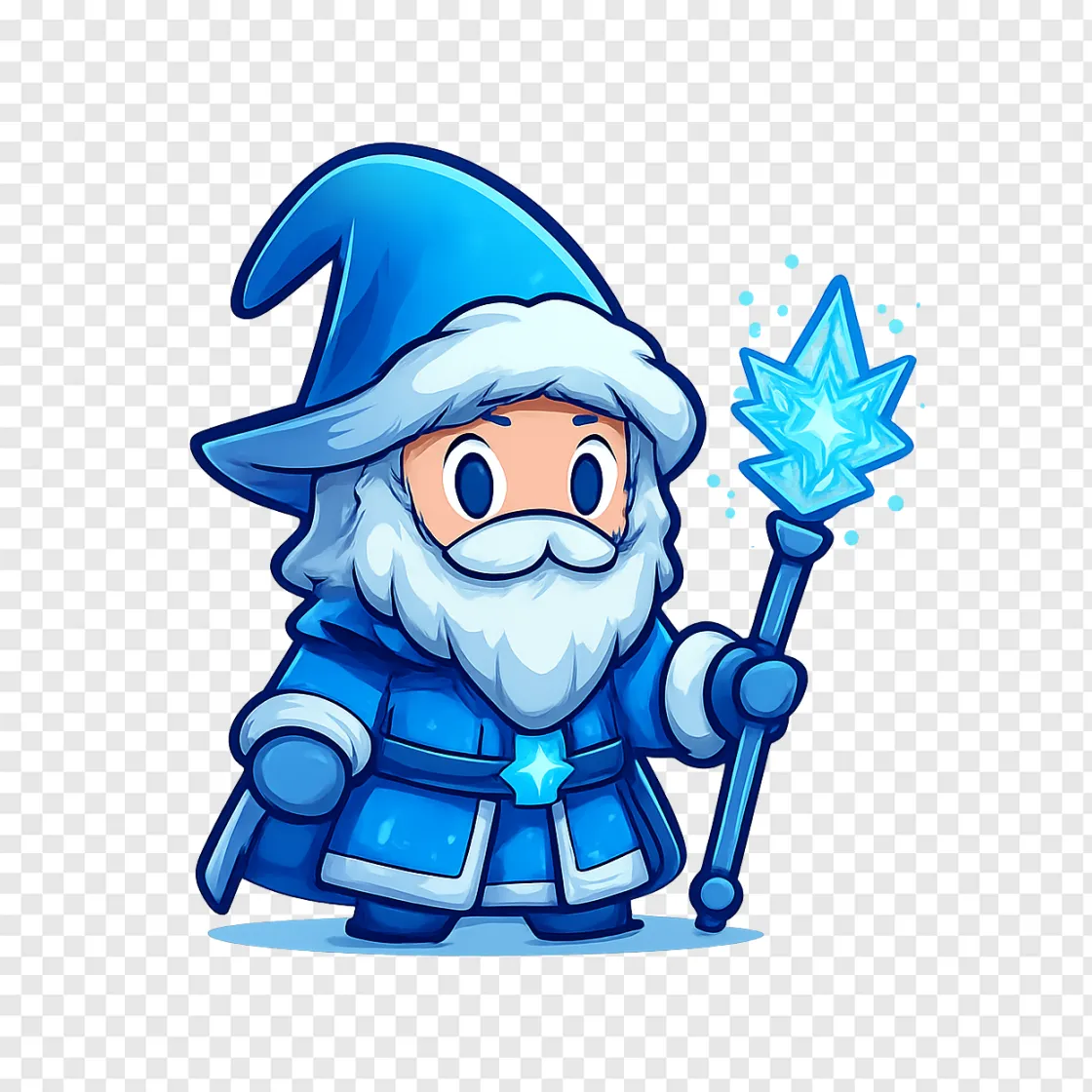 Ice Wizard Fantasy Character PNG