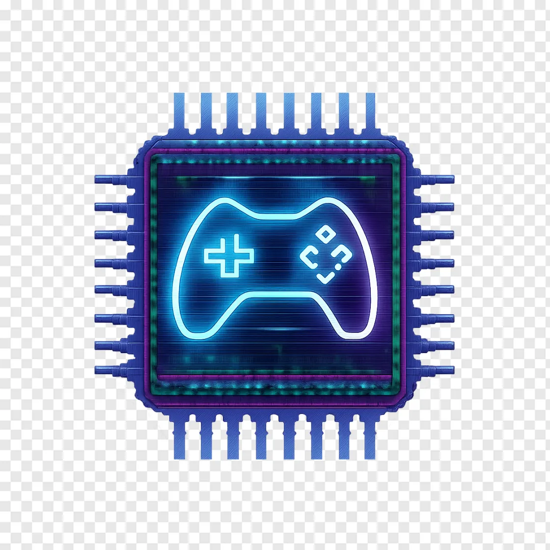Futuristic Gaming Microchip PNG