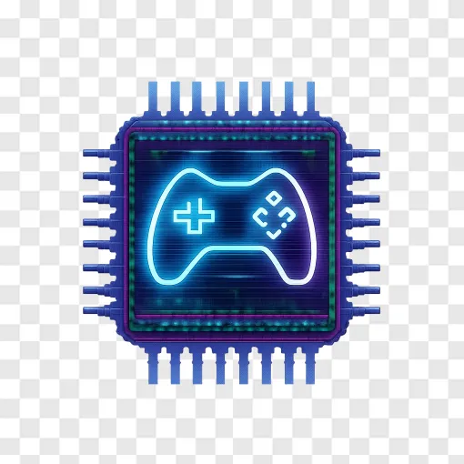 Futuristic Gaming Microchip PNG