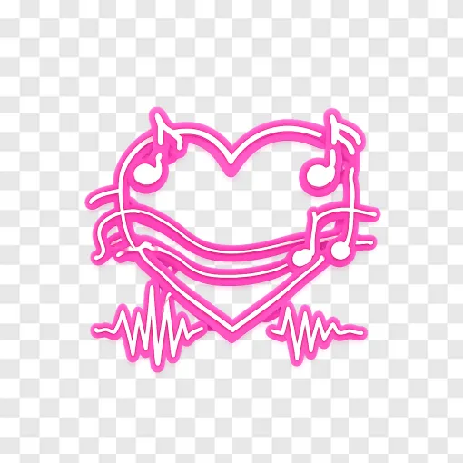 BbY WOW Musical Neon Heart PNG Transparent Image