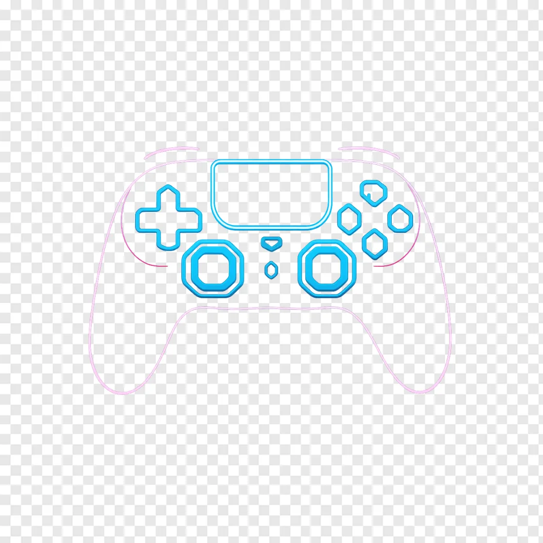 Neon Gaming Controller PNG Free Download