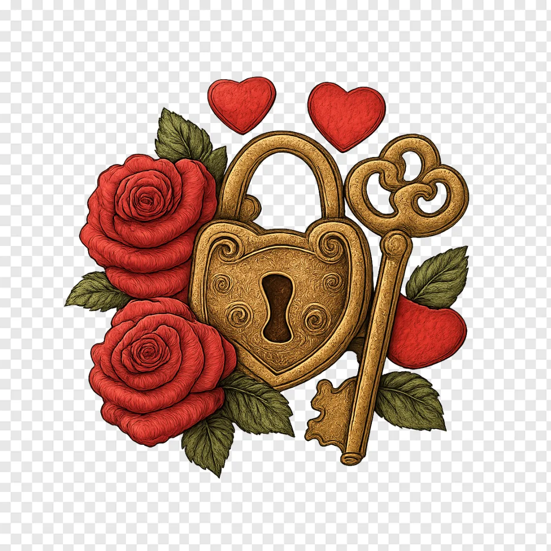Romantic Lock And Key PNG For Valentine And Love Designs
