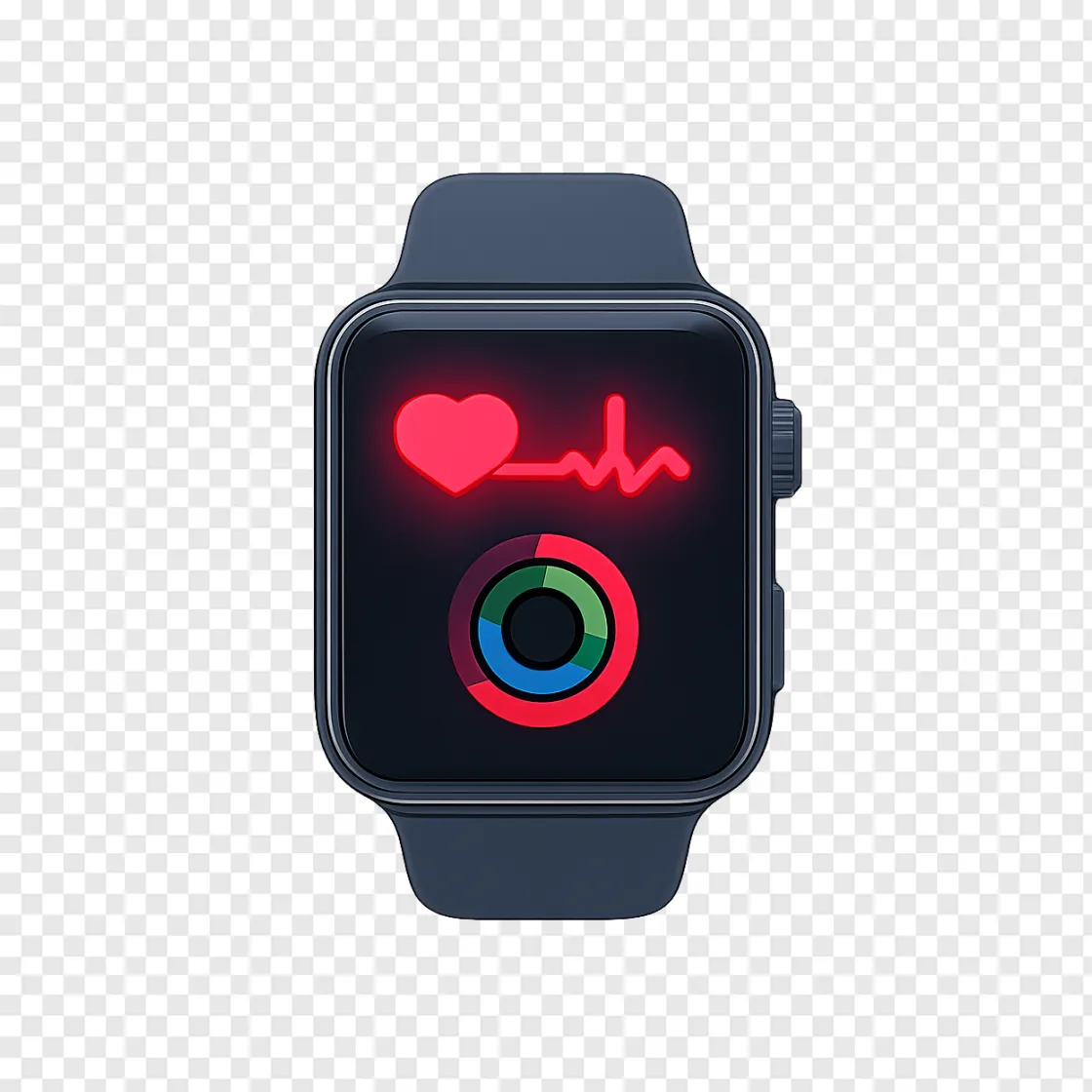 Modern Smartwatch With Heart Rate Display PNG