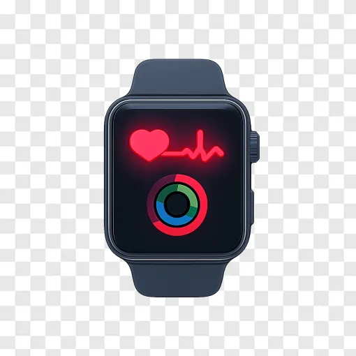 Modern Smartwatch With Heart Rate Display PNG