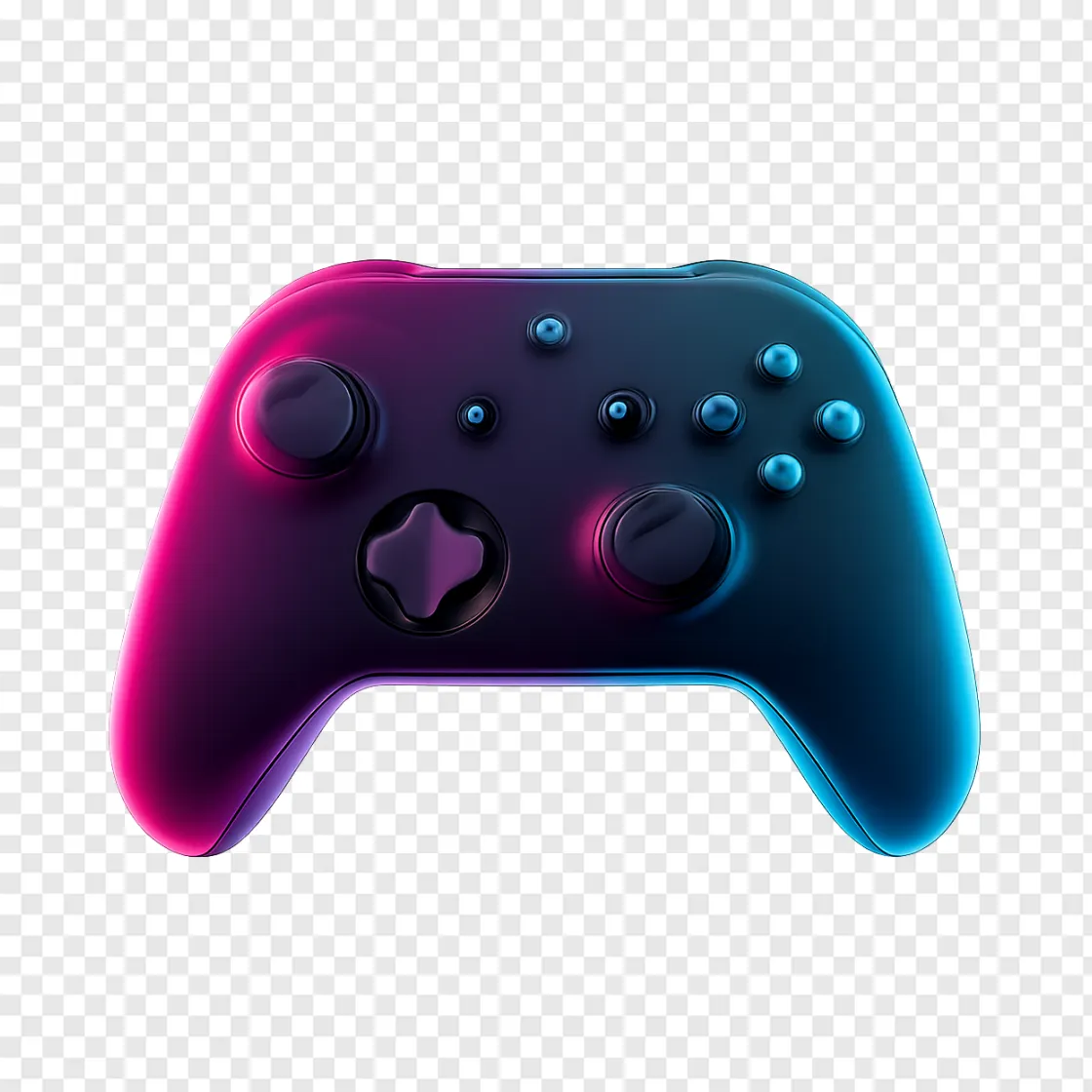 Neon Gaming Controller PNG Transparent Background