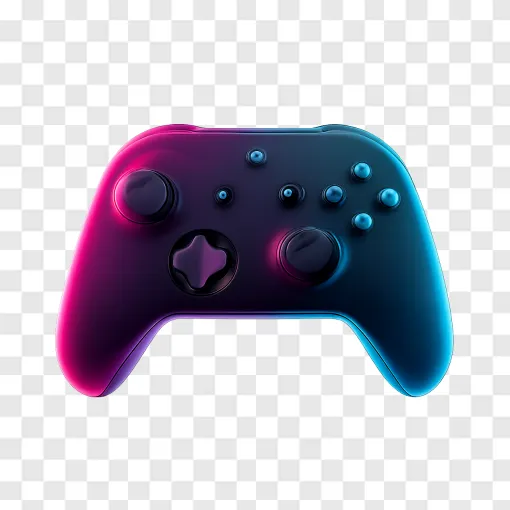 Neon Gaming Controller PNG Transparent Background