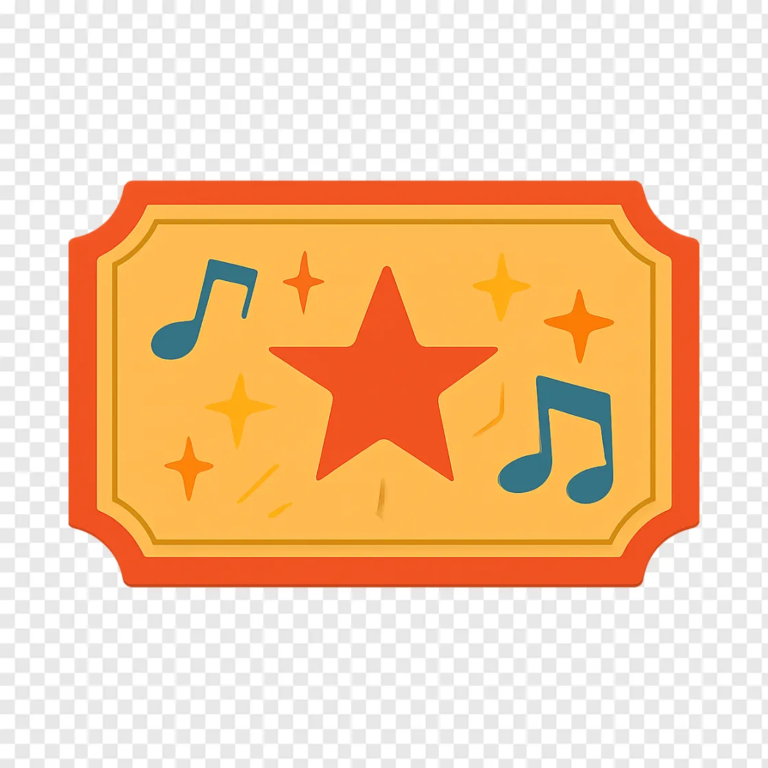 Retro Concert Ticket PNG Transparent Background