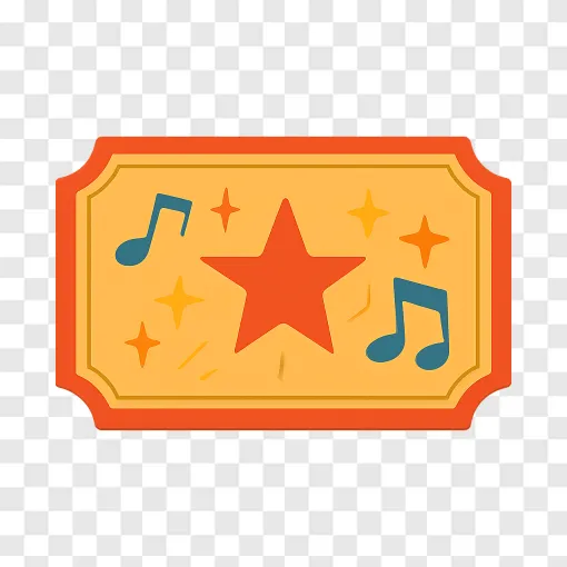 Retro Concert Ticket PNG Transparent Background