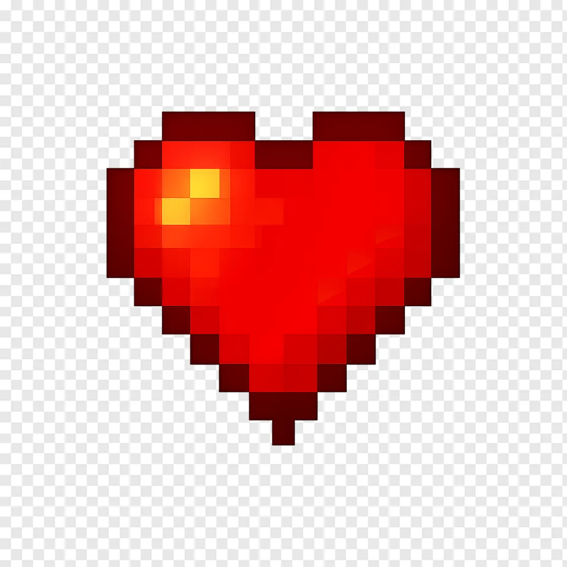 Minecraft Heart PNG: Pixel Art Gaming Asset For Streamers