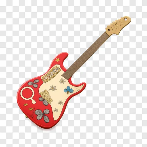 Retro Feminist Electric Guitar PNG For Music Designs