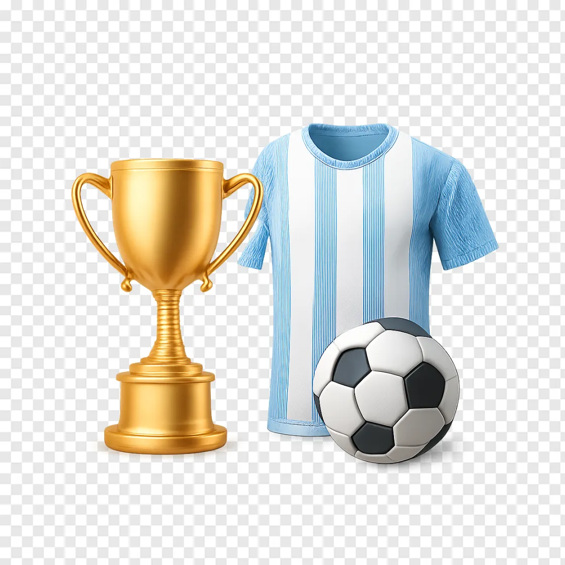 Lionel Messi Tribute Soccer Trophy PNG