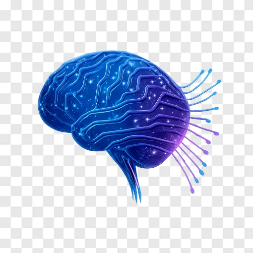 Mad Technology PNG: Futuristic Digital Brain Graphic