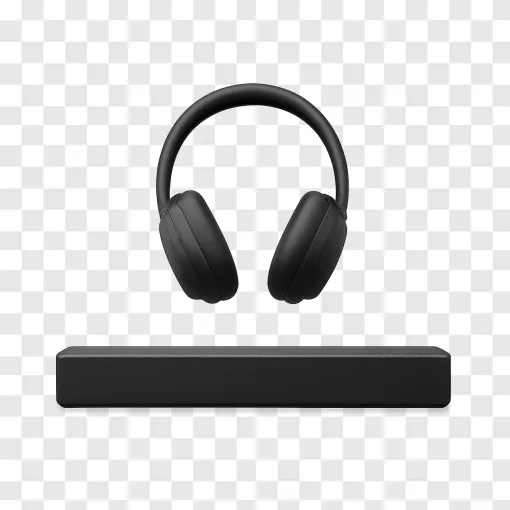 Modern Wireless Headphones And Soundbar PNG