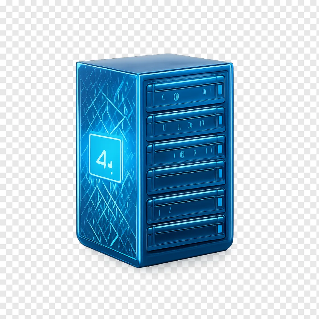Futuristic AI Server Rack PNG Transparent Image