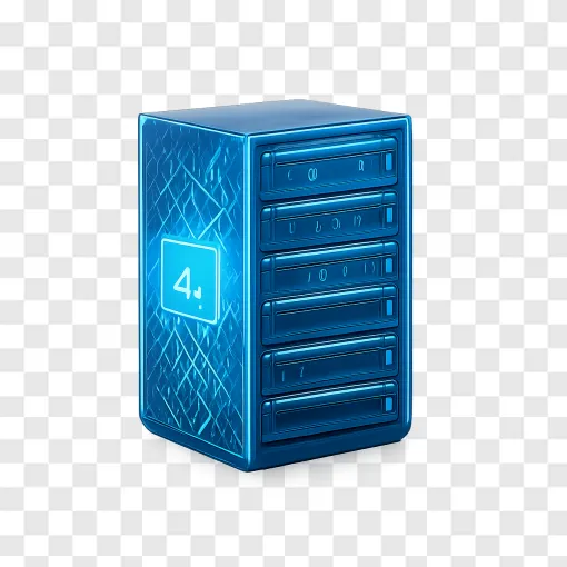 Futuristic AI Server Rack PNG Transparent Image