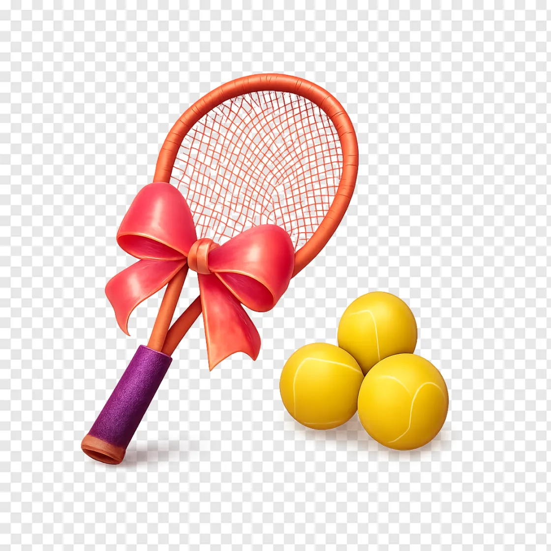 Stylish Tennis Racket With Fashion Ribbon PNG