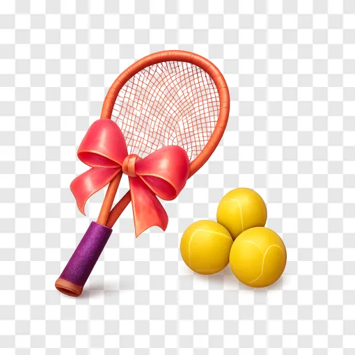 Stylish Tennis Racket With Fashion Ribbon PNG
