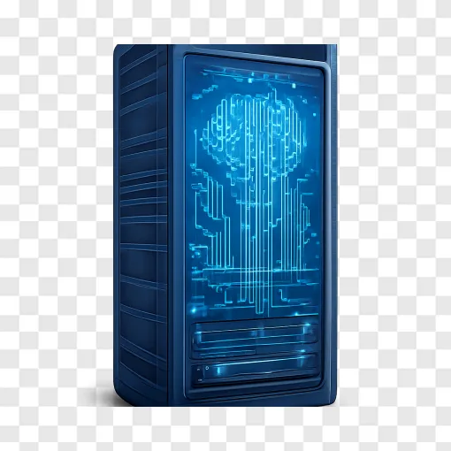 Futuristic AI Server Rack PNG Transparent Image