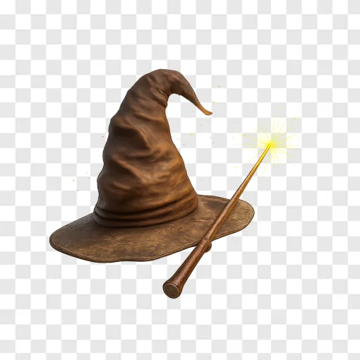 Sorting Hat Magic Wand PNG Transparent Background