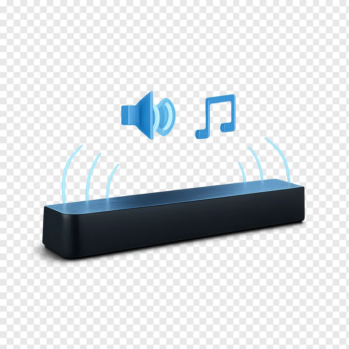 Modern Soundbar PNG Image With Dolby Atmos Effect
