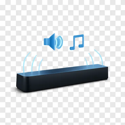 Modern Soundbar PNG Image With Dolby Atmos Effect