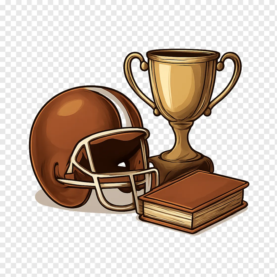 College Football Trophy And Helmet PNG