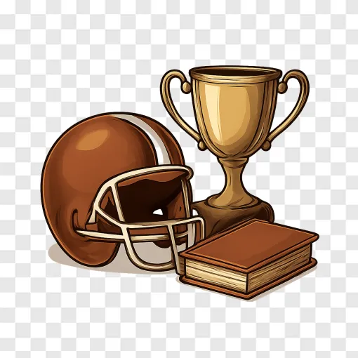 College Football Trophy And Helmet PNG