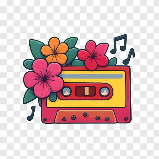 Retro Musical Cassette PNG For Music Lovers