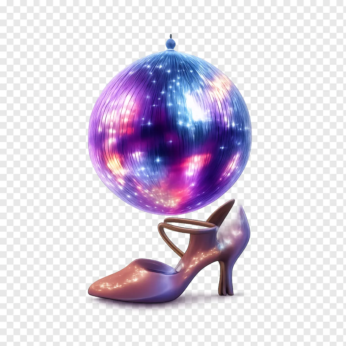 Shiny Disco Ball And Dancing Shoes PNG