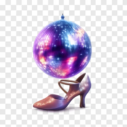 Shiny Disco Ball And Dancing Shoes PNG