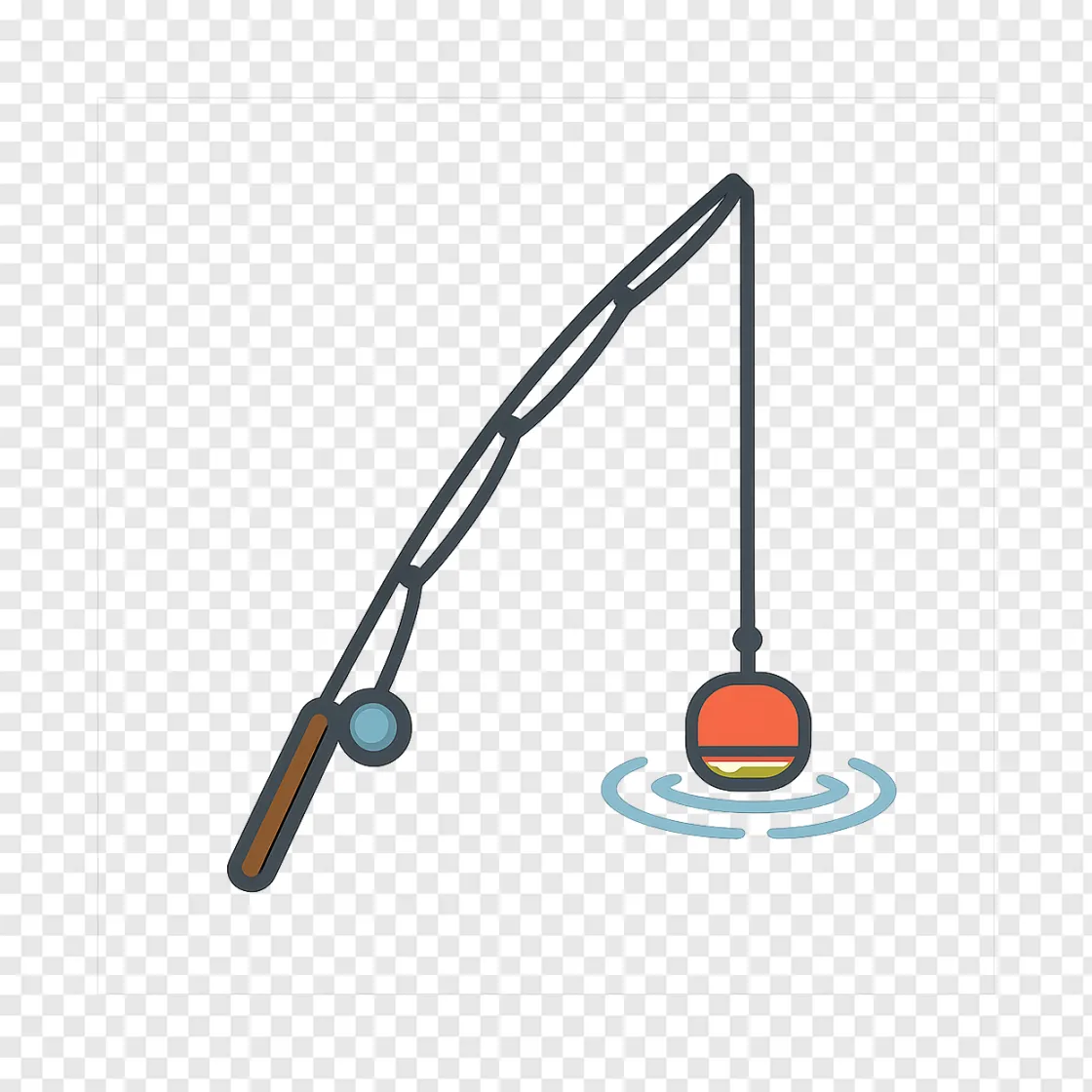 Peaceful Fishing Rod And Bobber PNG For Design