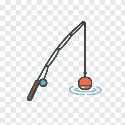 Peaceful Fishing Rod And Bobber PNG For Design