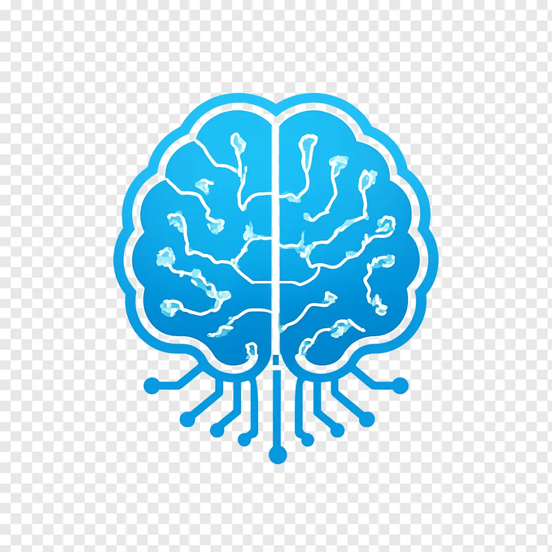 Artificial Intelligence AGI Brain PNG Graphic For Tech Designs