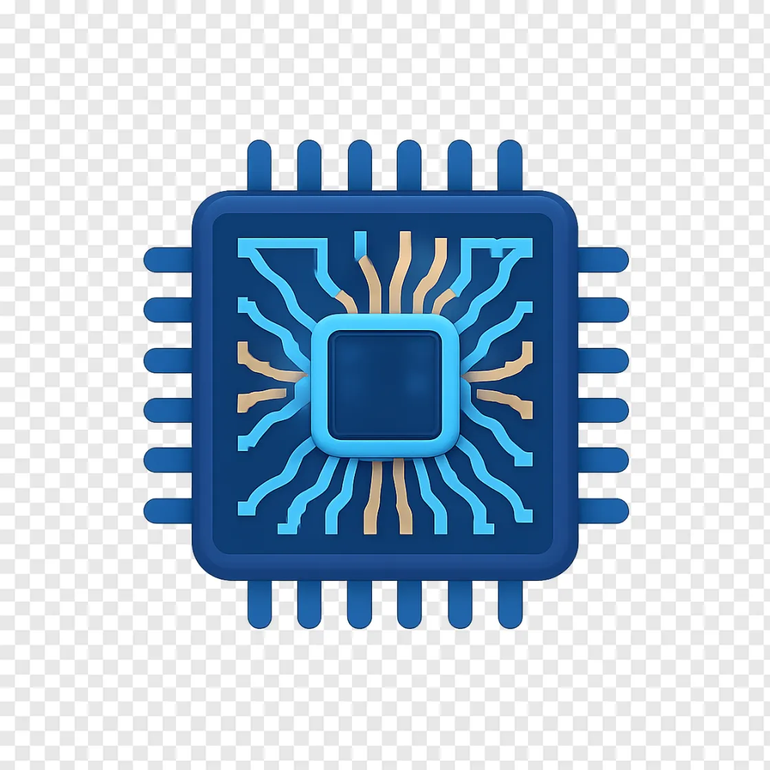 Futuristic Microchip PNG Icon For Tech Designs