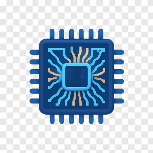 Futuristic Microchip PNG Icon For Tech Designs