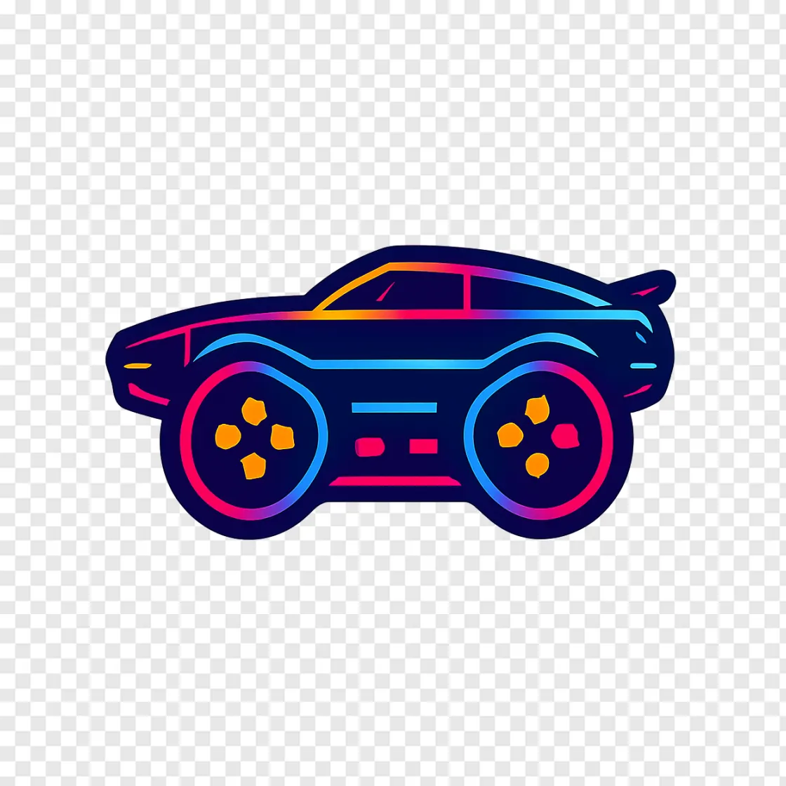 Retro Gaming Car PNG Graphic For Gamers