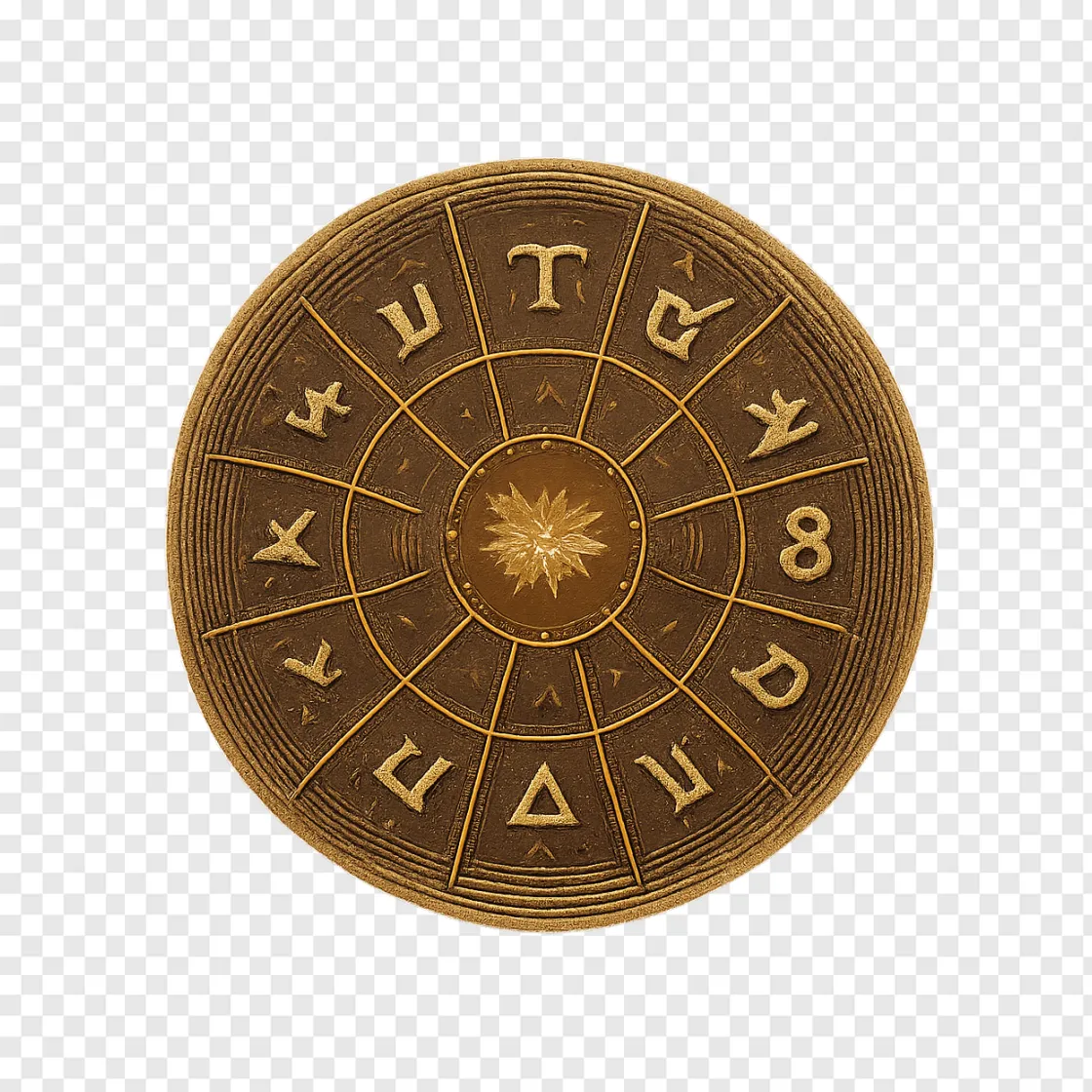 Golden Zodiac Wheel Astrology PNG Transparent Image