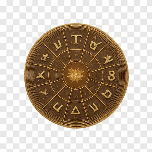 Golden Zodiac Wheel Astrology PNG Transparent Image