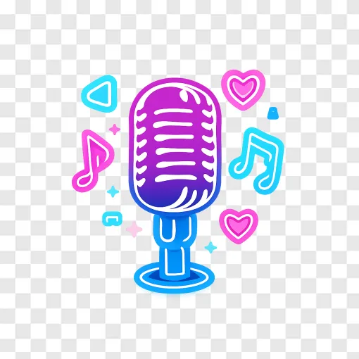Neon Microphone Music PNG Design