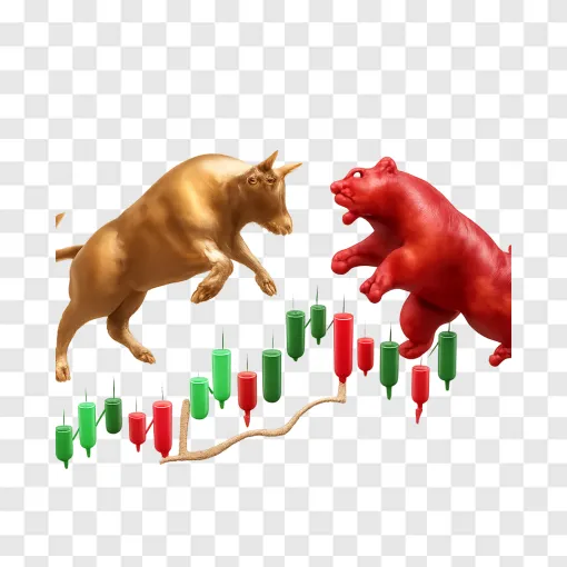 Stock Market Bull And Bear PNG Graphic For Financial Design