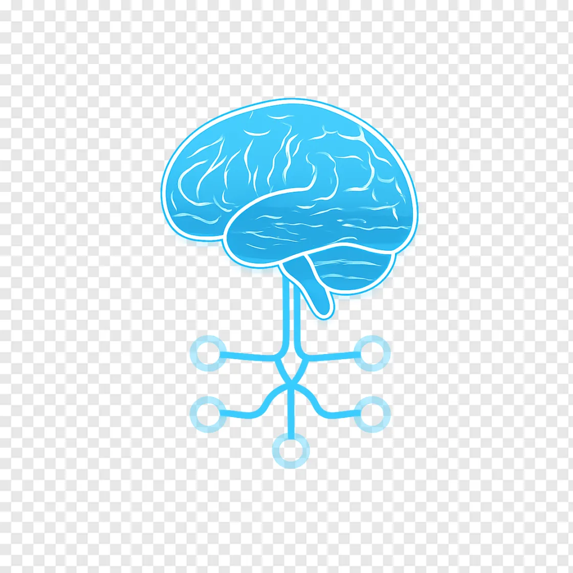 Futuristic AI Brain PNG Transparent Background