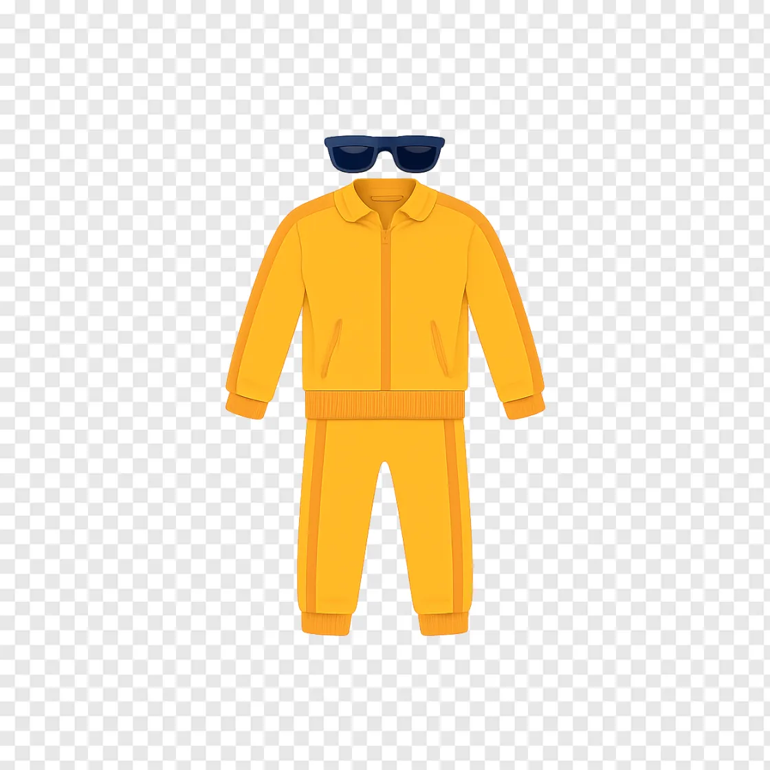 Yellow Tracksuit And Sunglasses PNG For Comedic Designs