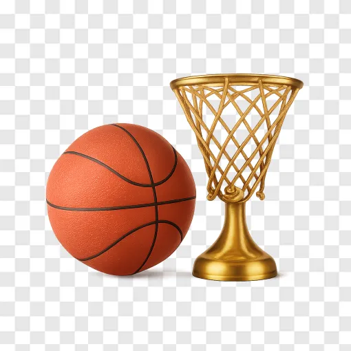 Basketball Championship Trophy And Ball PNG