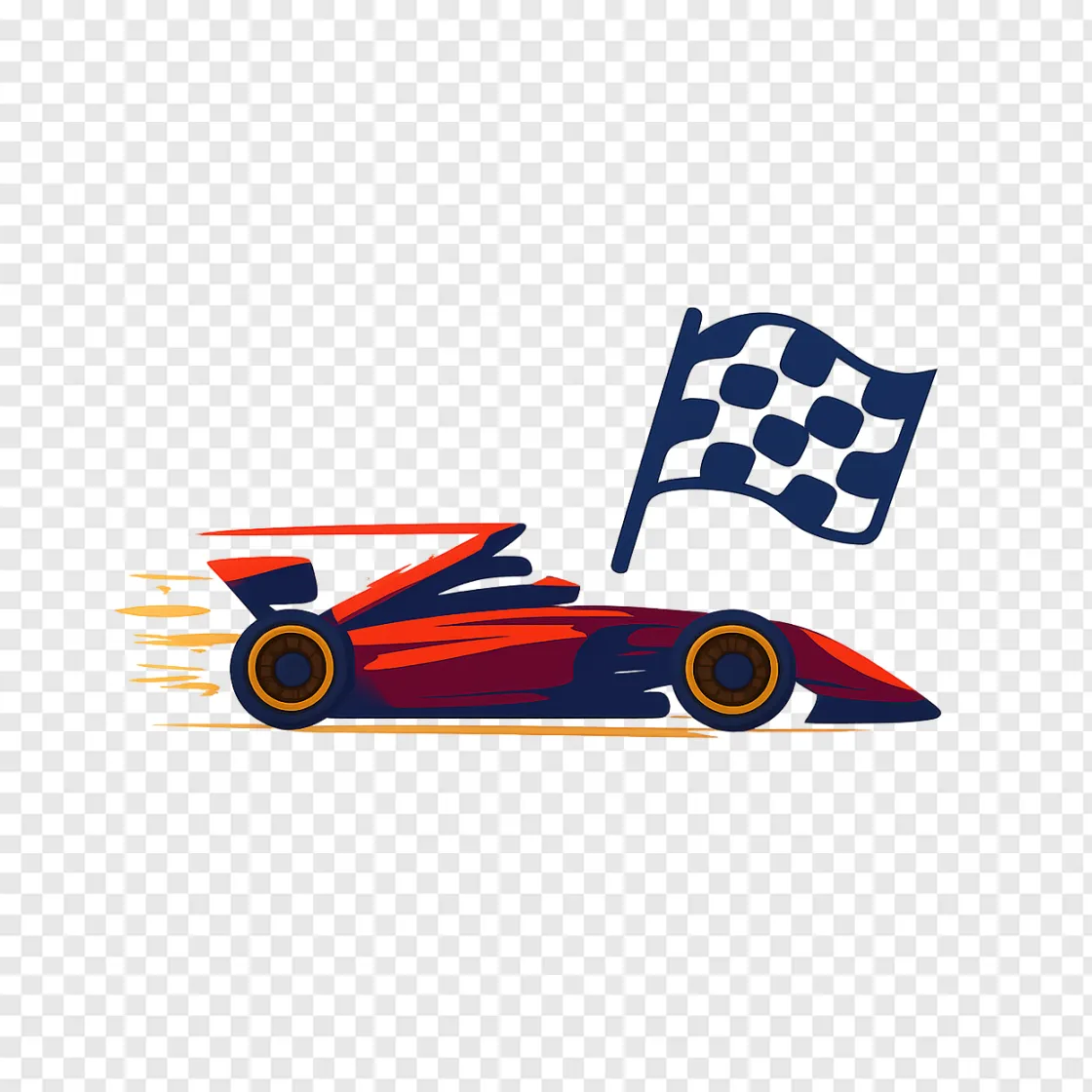 Formula Racing Car Checkered Flag PNG