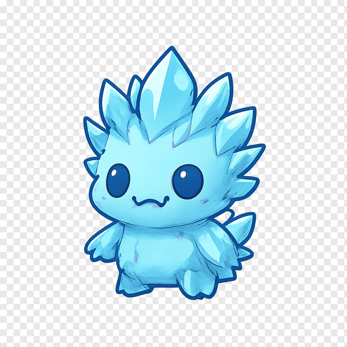 Cute Ice Monster PNG Transparent Background