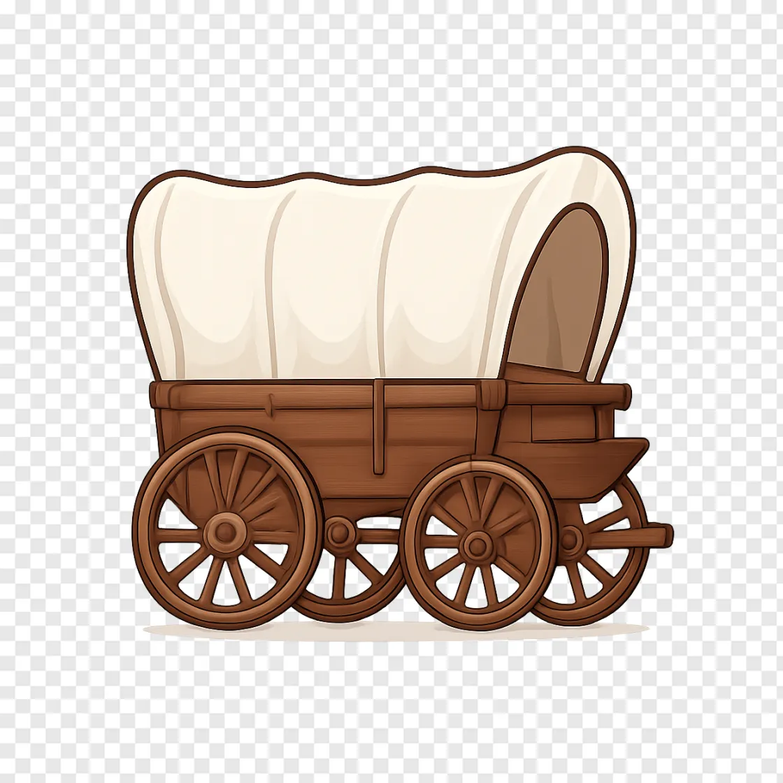 Vintage Oregon Trail Covered Wagon PNG Transparent Image
