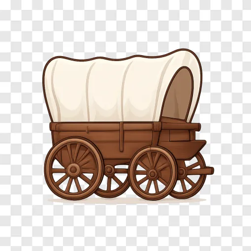 Vintage Oregon Trail Covered Wagon PNG Transparent Image